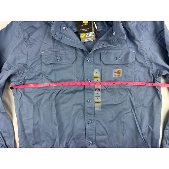 NWT Carhartt FRS160 Blue Flame Resistant Twill Work Shirt Mens L - Picture 6 of 7